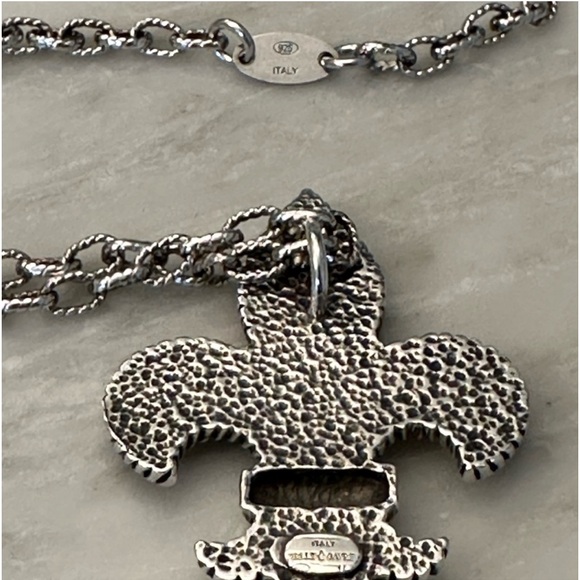 FINE JEWELRY Silver And 18Kt Gold Large Fleur De Lis Pendant Necklace - Picture 8 of 12